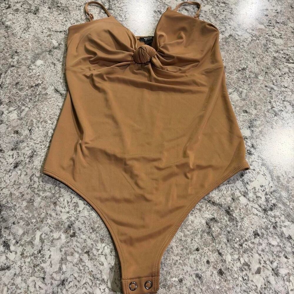 Express Women's Tan and Brown Bodysuit